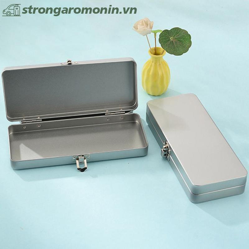 Hộp hình chữ nhật bằng kim loại màu xám bạc bền ST có nắp đậy cho hóa đơn, mỹ phẩm, đồ dùng văn phòng Bảo quản-Perfect cho gia đình, văn phòng ST