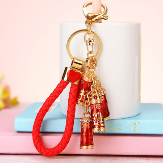 Phong Cách Trung Quốc Quà Tặng May Mắn Nhỏ Roi Xe Móc Khóa Kim Loại Mặt Dây Chuyền Móc Chìa Khóa Vòng 26.2.27