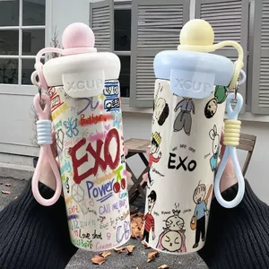 Cốc giữ nhiệt hàng hóa Alice EXO Graffiti 316 Ống hút bằng thép không gỉ Dung tích lớn Cốc trà cà phê mặt cao