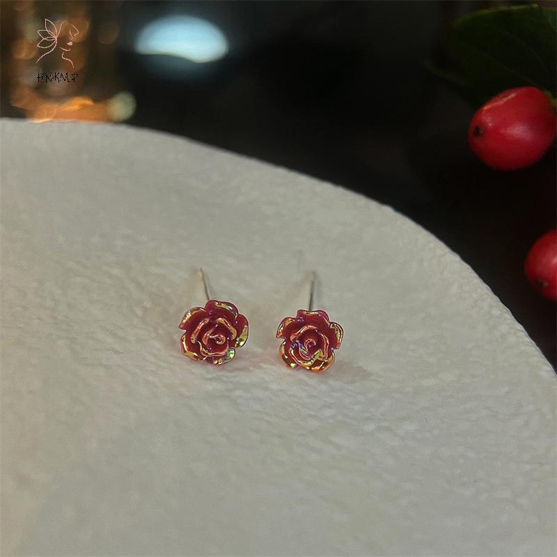 Bông Tai Nhỏ Hình Hoa Đỏ - Món Quà Trang Sức Đẹp