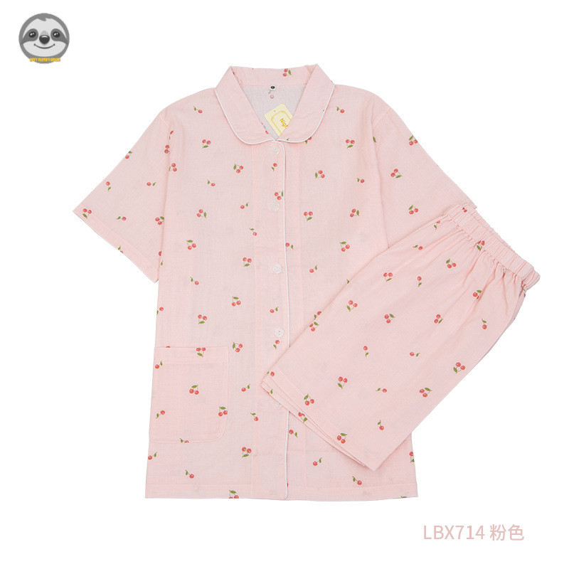 Quần Short ngắn tay dễ thương dành cho nữ Cotton nguyên chất Cherry Quần lót phòng chờ / Quần lót mềm mại thoải mái có thể mặc Bộ đồ ngủ bên ngoài / Bộ đồ ngủ thấm mồ hôi chất lượng cao