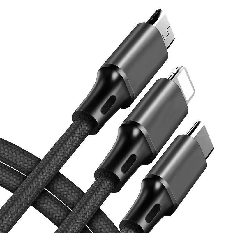 Dây cáp sạc 3 đầu bọc dù 3 trong 1 đa năng nhiều màu sắc. Dùng cho nhiều dòng ios và android dài 1.2 mét - Hàng sẵn kho