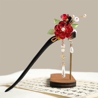 Mới! Kẹp Tóc Hoa Kính từ Gỗ Mun, Phong Cách Trung Hoa - Perfect Cho Lễ Cưới và Phụ Kiện Hanfu