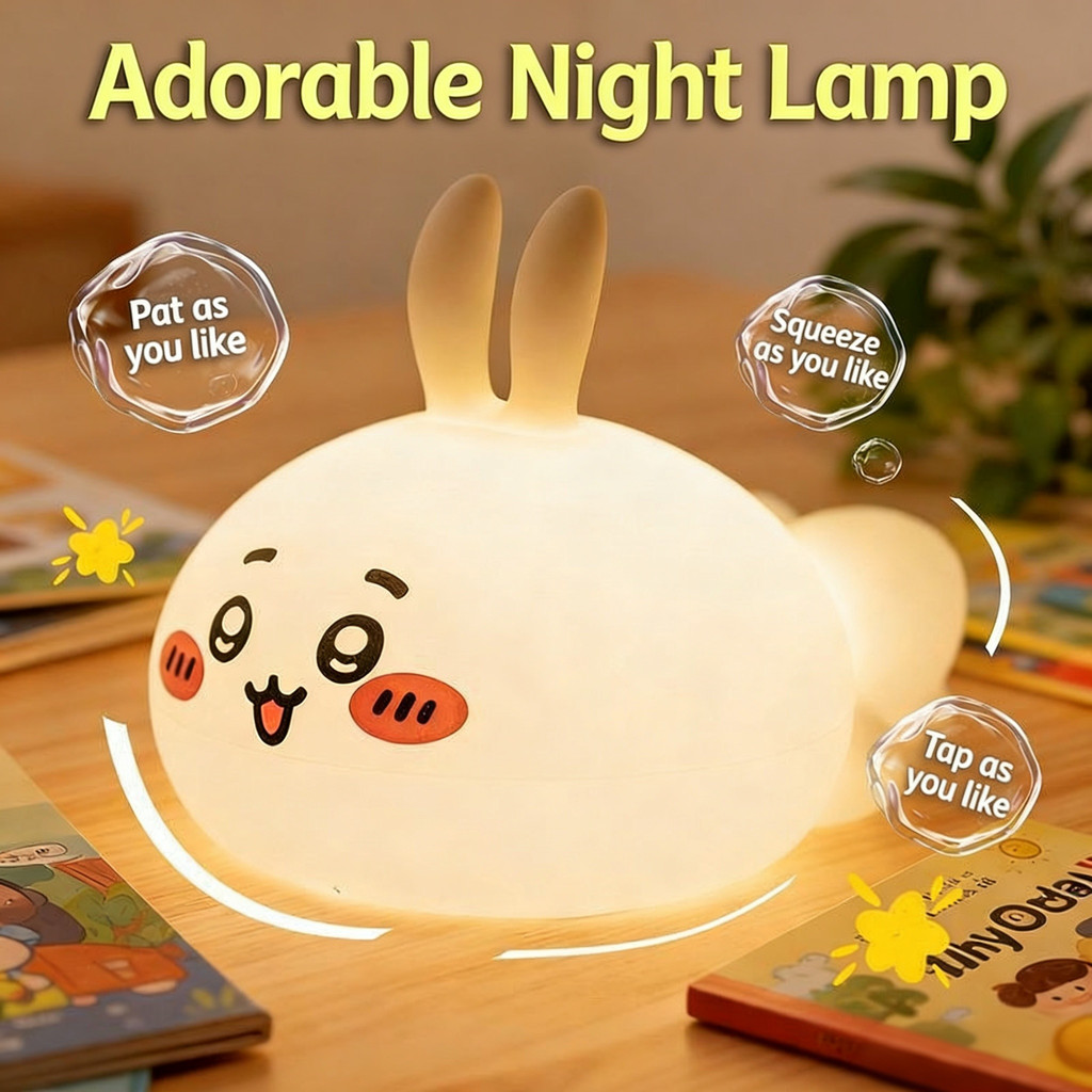 Dễ Thương Silicon Squishy Chiikawa Usagi Crayon Shin-chan Đèn Ngủ Hoạt Hình 3 Cấp Có Thể Điều Chỉnh Đèn Phòng Ngủ Cho Trẻ Em Trang Trí Phòng