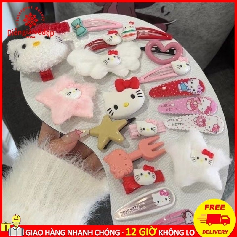 Set 50 Kẹp Tóc hellokitty cho bé gái siêu dễ thương phong cách hàn quốc Mix Mẫu