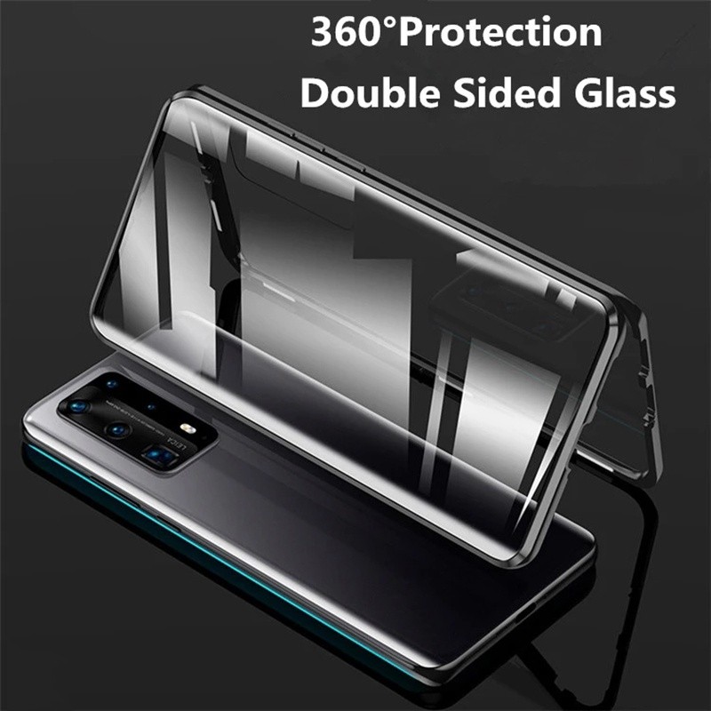 Dành Cho Samsung Galaxy A16 A17 A26 A27 A35 A37 A55 A52 A52S A56 A57 5G Ốp Điện Thoại Lật Kính Hai Mặt Nam Châm Từ Kim Loại Cản Full 360° Vỏ cứng bảo vệ