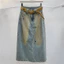 Mùa Hè 2026 Nữ Retro Rác Bùn Nhuộm Đau Khổ Váy Ôm Hơn Eo Cao Cắt Váy Denim Hông Váy Dài