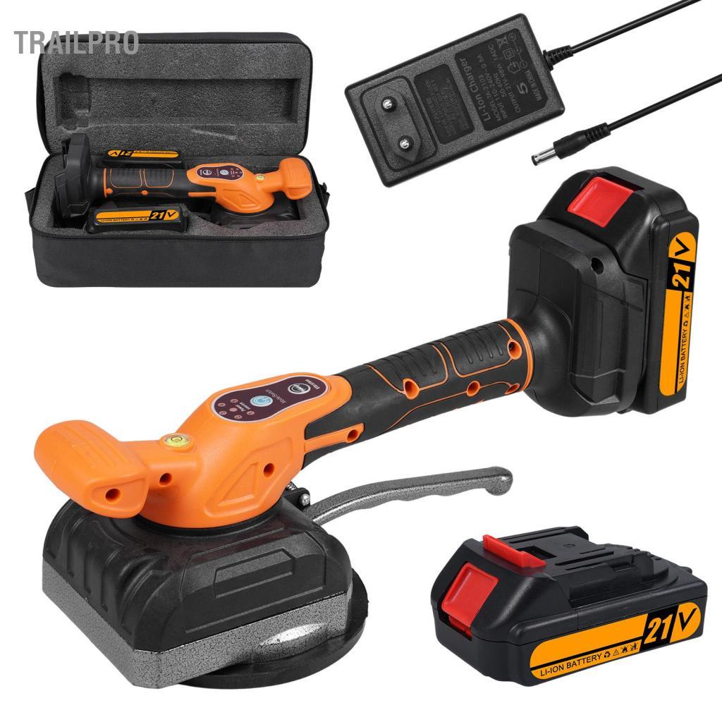 TrailPro Máy san phẳng gạch TrailPro Công cụ ốp lát 21V với 5 tốc độ có thể điều chỉnh Khả năng chịu tải cao Gạch lát sàn tường Máy rung cốc hút mở rộng Máy san phẳng bong bóng