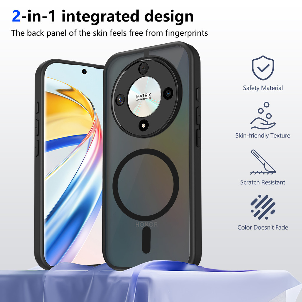 Ốp lưng Honor X9D 5G Vỏ thu hút từ tính màu đen mờ cho Ốp điện thoại Honor X9D 5G