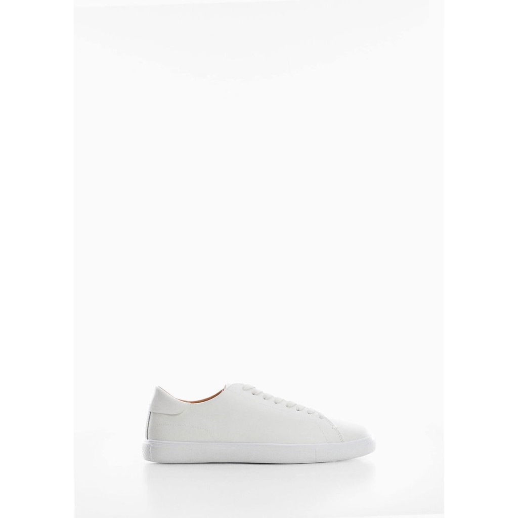 Giày thể thao thời trang Mango chính hãng Leather Monocoloured all White - Trắng