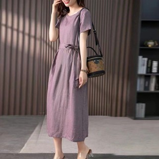 Đầm Midi Dáng Suông Thắt Eo – Váy Nữ Thanh Lịch Thời Trang Hàn Quốc