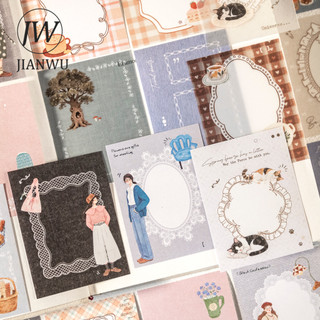 JIANWU Dream Sleepy Scribbles Vintage Ren Biên Giới Nhân Vật Phong Cảnh Chất Liệu Cắt Dán Sáng Tạo DIY Tạp Chí Văn Phòng Phẩm