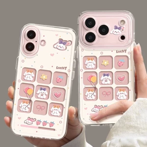 Ốp điện thoại hình thỏ dâu dễ thương hoạt hình cho iPhone 17 16 15 14 13 12 11 Pro Max X XR XS Max 7 8 Plus SE2020