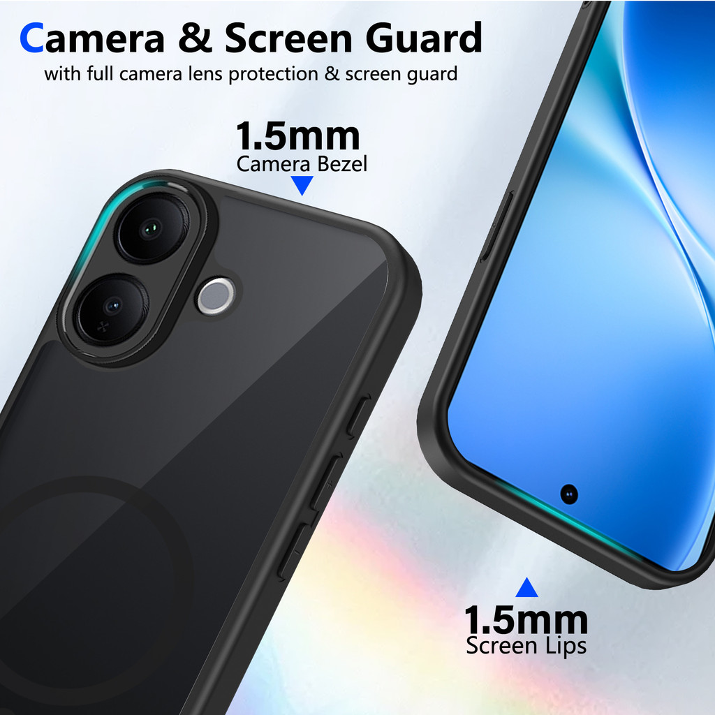 Ốp lưng Vivo V60 Lite 5G Vỏ thu hút từ tính màu đen mờ cho Ốp điện thoại Vivo V60 Lite 4G