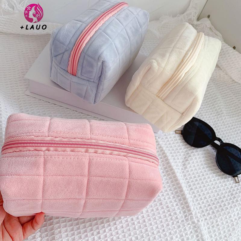 Springevenstar Túi trang điểm lông thú dễ thương nữ, dây kéo lớn, đựng mỹ phẩm, đồ vệ sinh, đồ giặt, bút sang trọng