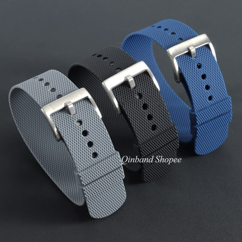 Dây đeo đồng hồ NATO bằng cao su silicon kết cấu Vòng đơn có khóa bằng thép không gỉ, 8 màu có sẵn cho đồng hồ truyền thống thông minh SEIKO Diver Nam Nữ