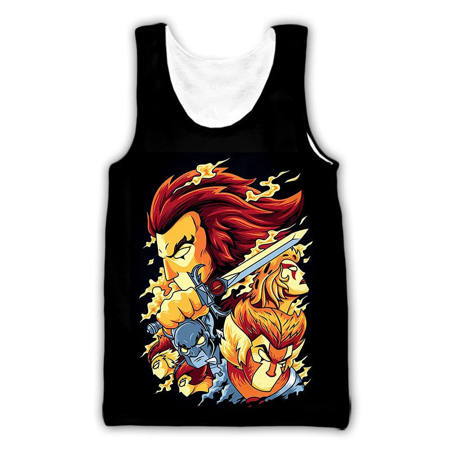 Áo thun không tay cổ tròn họa tiết anime Thundercats 3D, phù hợp unisex