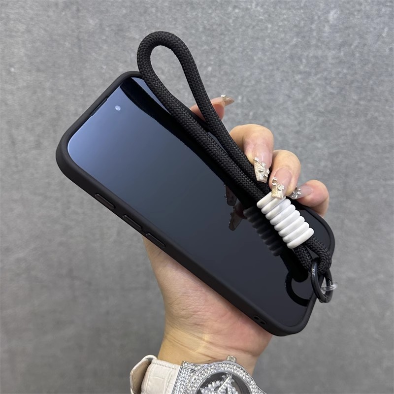 Vỏ silicon mờ chống vân tay bán trong suốt cho iPhone 17 Air 16 15 14 13 12 Pro Max có dây đeo chống sốc