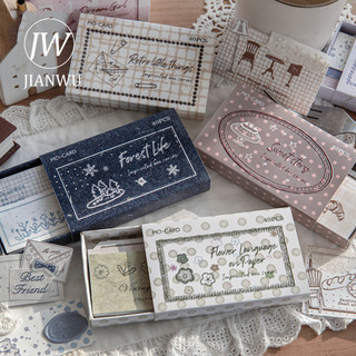 JIANWU Imprint Box Series Vintage Thực Vật Biên Giới Nhãn Vật Liệu Phong Cảnh Cắt Dán Sáng Tạo DIY Tạp Chí Văn Phòng Phẩm