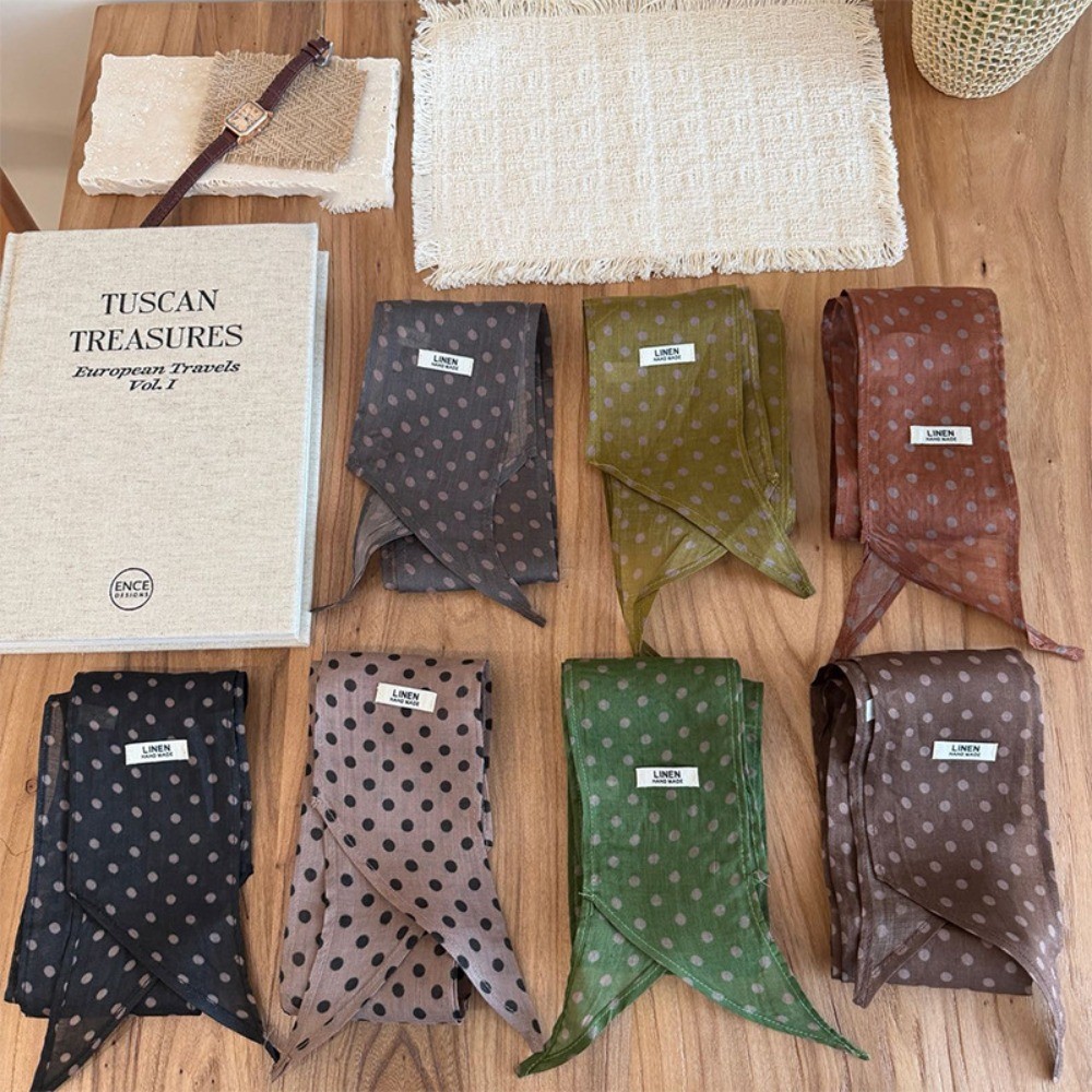 Hululu / Đơn Giản Thời Trang Chấm Bi Dài Sọc Lụa Khăn Buộc Cổ Retro Cao Cấp Cảm Giác Phù Hợp Với Khăn Mỏng Sang Trọng Nữ