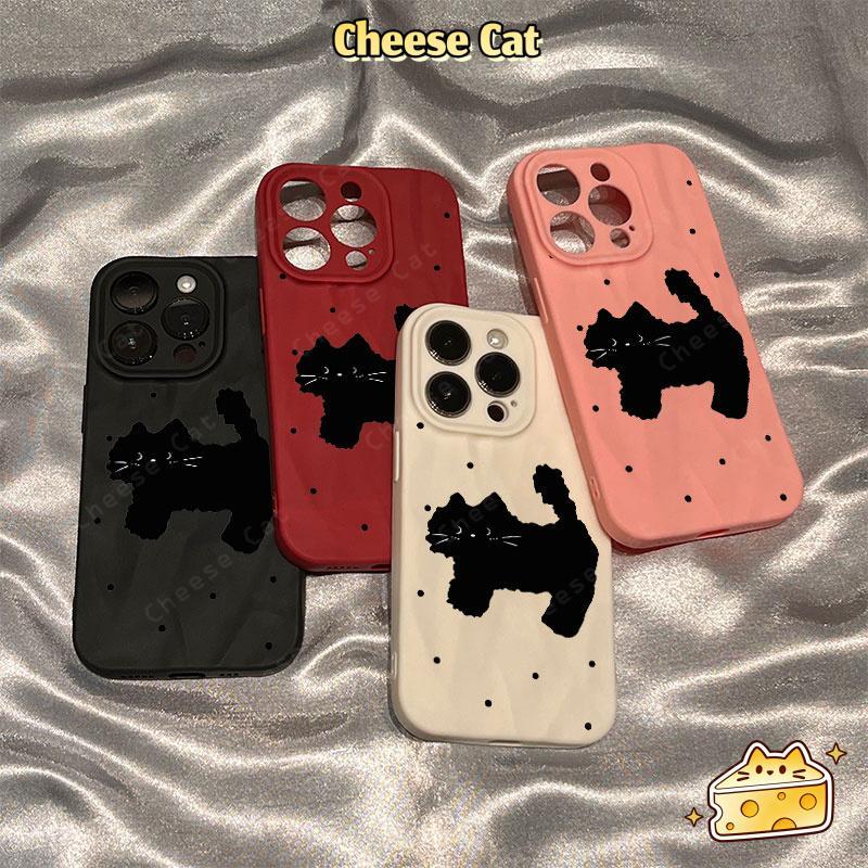 Mèo đen nhút nhát dễ thương Ốp gập 3D tương thích cho iPhone 13 12 11 14 15 16 17 Pro Max 7 Plus SE XR Xs Max
