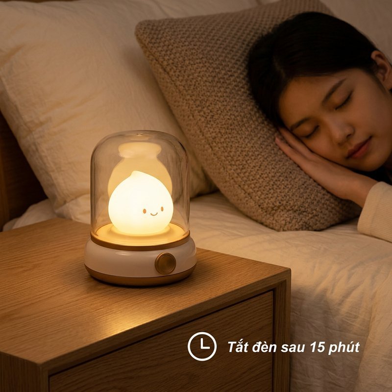 đèn ngủ đèn decor sạc USB ánh sáng dịu pin 800mAh phòng ngủ bàn làm việc góc học tập dễ sử dụng ấm