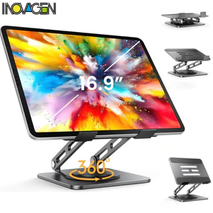 Giá đỡ máy tính bảng cỡ lớn có thể điều chỉnh INOVAGEN, Đế nặng, Chân đế xoay 360, Giá đỡ màn hình di động, Tương thích với thiết bị 4.0-16.9 ", Pad Pro Air Mini, Kindle, Máy tính bảng bề mặt