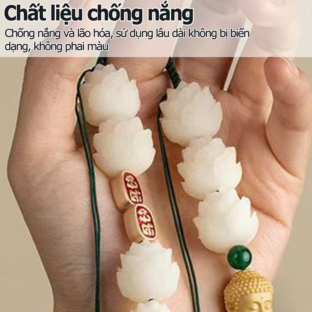 Mặt dây chuyền gương chiếu hậu ô tô gỗ hoàng dương Phật nhỏ an ninh hoa sen mặt dây chuyền trang trí xe hơi