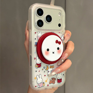 Ốp điện thoại Miffy có họa tiết nơ có giá đỡ tương thích với iPhone 11 12 Pro 13 Pro Max 15 Pro Max 14 16 Pro 16 Plus 17 Air 17 Pro 17 Pro Max