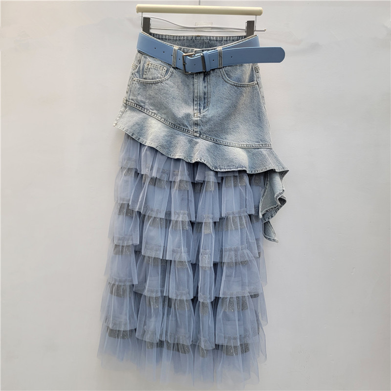 Lưới Khâu Xù Denim Midi cho Nữ - Phong Cách Mới Mùa Hè 2026