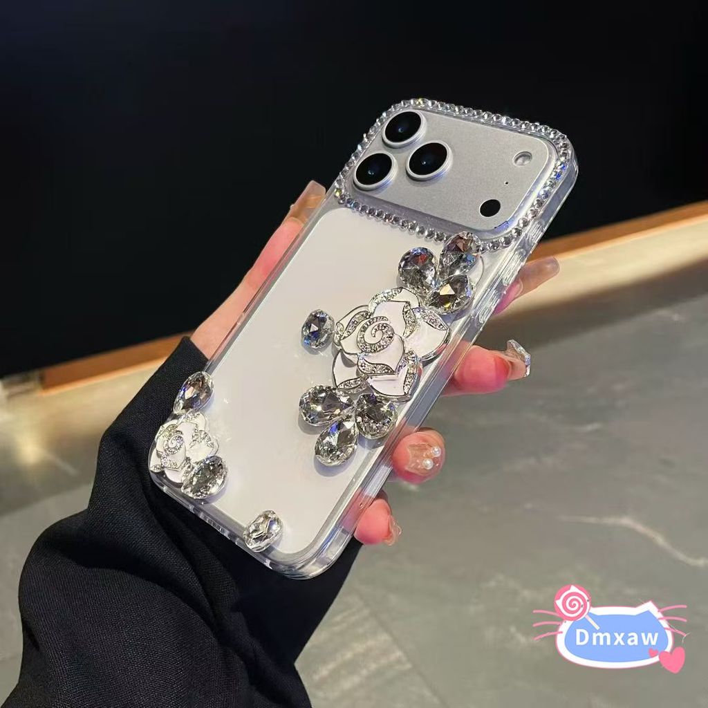 Ốp Điện Thoại Hoa 3D Sang Trọng Cho Redmi Note 15 14 13 Pro Plus 12 Turbo 11 Pro Plus 11E 11 SE 11T Pro Plus 11S 4G 5G Vỏ Kim Cương Hồng Lấp Lánh Trong Suốt Mềm