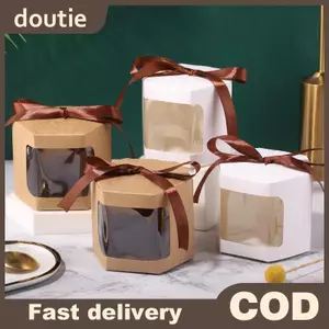 Doutie 10 Chiếc Hộp Bánh Paaging Túi Giấy Hình Lục Giác Hộp Kẹo Có Cửa Sổ Pvc Trong Suốt Hộp Quà Sinh Nhật Quà Tặng Quà Tặng Kẹo Paage VN