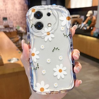 Ốp Hoa Cúc Dâu Dễ Thương Cho OPPO Reno 15 14 13 12 11 Pro 15F 14F 13F 12F 11F 5G 8T Ốp Lưng Silicon Mềm Trong Suốt TPU Kem Vẫy Viền Họa Tiết Chống Sốc