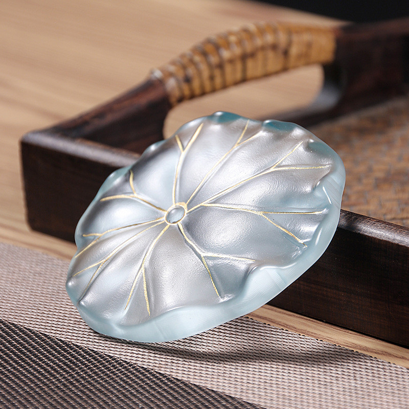 Phong Cách Trung Hoa Lá Sen Thủy Tinh Trà Coaster Dày Cách Nhiệt Trà Giữ Chậu Sen Master Cup Chống bỏng Phong Cách Trung Hoa Mới