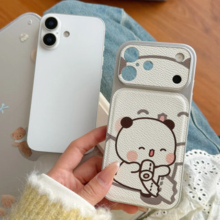 Ốp điện thoại hoạt hình Potty Time Happy Yier Bubu cho iPhone 17 / 16 / Pro Max / 15Plus / 14 / 13 / 12 / 11 / Kết cấu da phủ kim loại Vỏ bảo vệ chống sốc và chống rơi