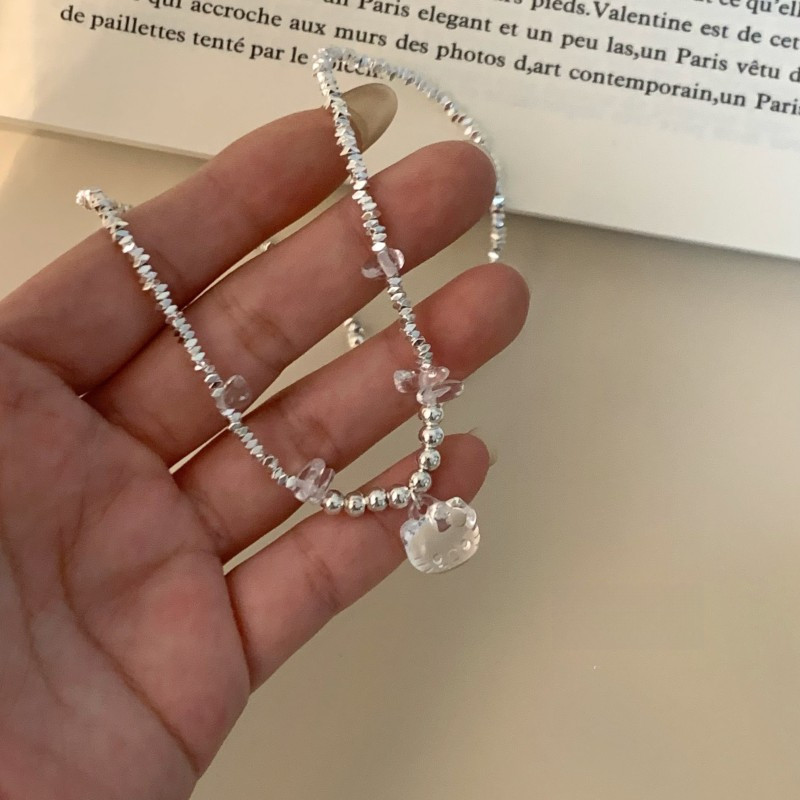 Túi charms mặt dây chuyền mèo ngọt ngào, hạt bạc, phù hợp thời trang cho nữ