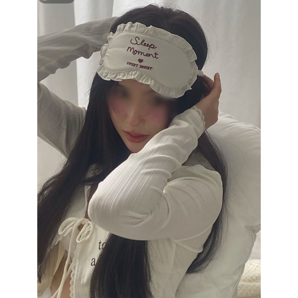 LXY Cao Cấp Thêu Ngọt Ngào Mặt nạ Mắt Xù Nấm Cạnh Du Lịch Giả Lụa Hỗ Trợ Giấc Ngủ Cô Gái Trái Tim Ngủ