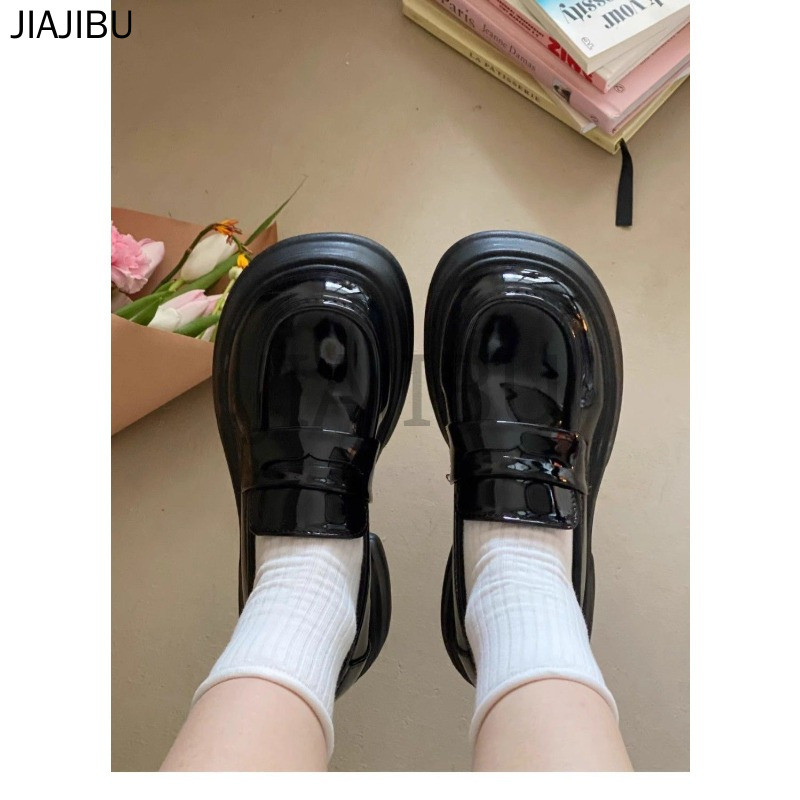 Size 34-45 Giày Da JK Kiểu Anh, Mũi Tròn, Đế Dày, Chống Trơn Trượt, Màu Đen Mờ, Chất Liệu Da Cao Gót, Thích Hợp Đi Học. 44 Giày Lười Kiểu Lolita Nhật Bản Cổ Điển Cỡ Lớn Dành Cho Phụ Nữ Và Bé Gái 43 Korean Fashion Patent Leather Mary Jane Shoes 42