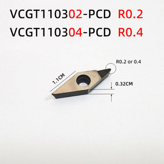 2 cái / lốc, Chèn kim cương VCGT160402-PCD VCGT160404-PCD Dụng cụ tiện tiện Chèn tấm lưỡi VCGT110304-PCD cho gia công hoàn thiện bằng nhôm, đồng