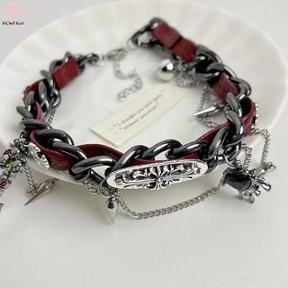 [PCW-T] Vintage Y2K Nelace Dành Cho Nữ Thời Trang Nhung Bướm sel Cổ Pha Lê Ne Chain Gothic Dây Xích