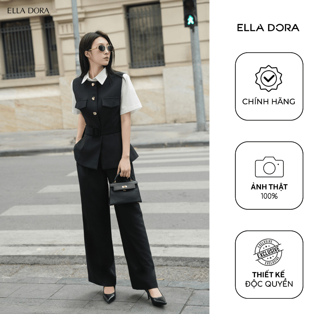 Áo gile nữ ELLA DORA thiết kế đai eo form gọn tôn dáng thanh lịch phong cách công sở [AK43]