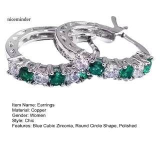 Bông Tai Thả Tròn Đồng Màu Xanh với Cubic Zirconia - Phù Hợp Party, Prom và Hàng Ngày