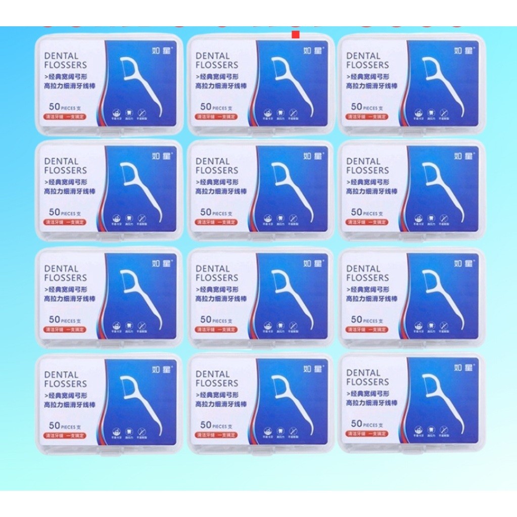 Combo 12 Hộp 600 Chiếc Tăm Chỉ Nha Khoa Xỉa Răng, Vệ Sinh Sạch Sẽ Kẽ Răng Chân Nướu Chăm Sóc Răng Miệng