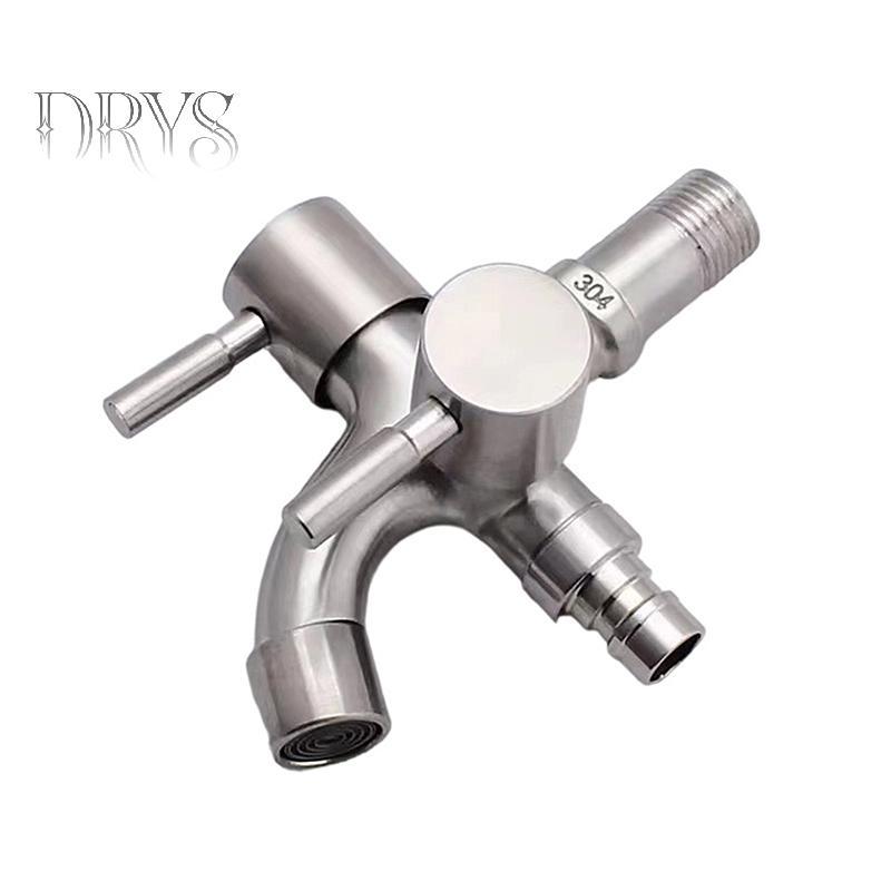 (TFT) Vòi Inox 304 Một Vào Hai Ra Đa Năng Hai Đầu Ra Vòi Máy Giặt Ngoài Trời Bồn Rửa Vườn Vòi Bể Bơi MỚI