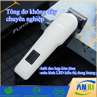Tông đơ Không Dây Chuyên Nghiệp, Lưỡi Dao Hợp Kim Titan, Màn Hình LED Hiển Thị Dung Lượng Pin