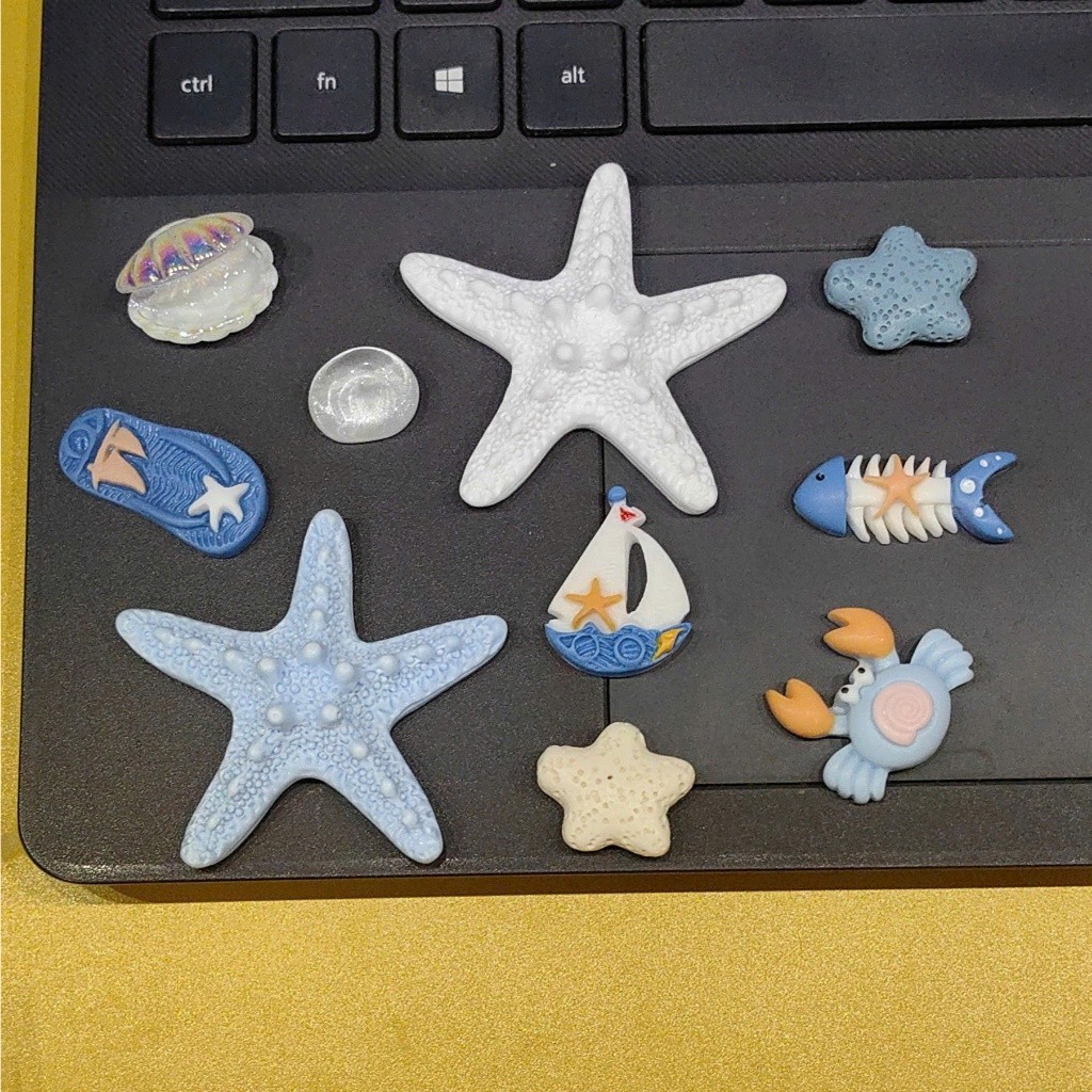 Set Charm Đại Dương Lung Linh Sao Biển, Rùa Xanh, Cua Đỏ, Dép Biển, Vỏ Sò, Bình Nước, Xương cá trang trí dép siêu cute