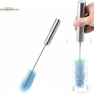 TRTR Silicone Bình Sữa Bàn Chải Cốc Chà Kính Lau Nhà Bếp Dụng Cụ Vệ Sinh Tay Cầm Dài Chai Uống Cốc Thủy Tinh Bàn Chải Vệ Sinh VN