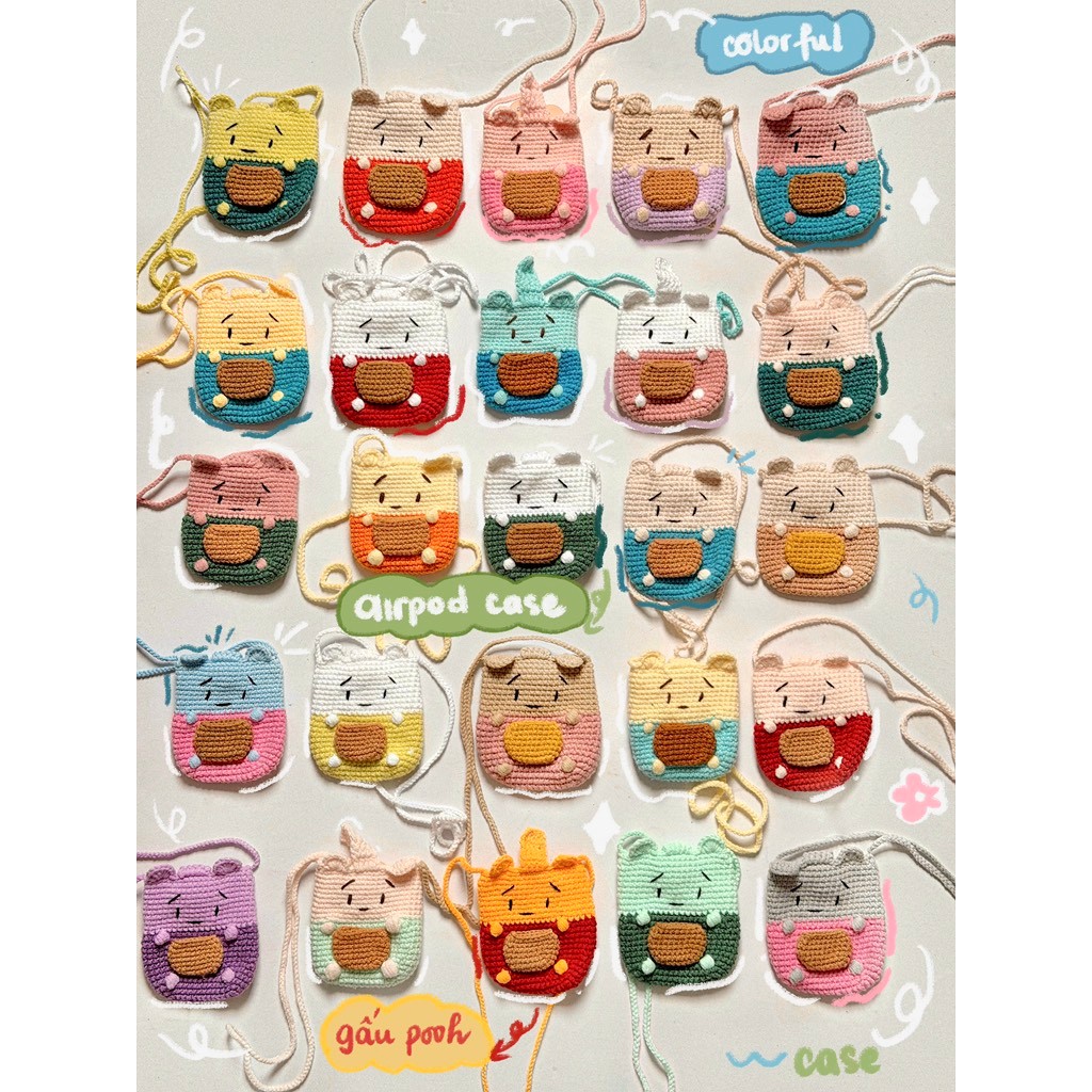 Túi Len Đựng Airpods Gấu Pooh Đeo Chéo Em Bé Mini Handmade Airpod Tiền Lẻ Hình Gấu Dễ Thương Haste Quà Tặng Bạn Bè