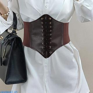 Vipdeal1 Nữ Giả Da Underbust Corset Thắt Lưng Steampunk Vintage Bustier Criss Cho Chéo Ren Co Giãn Cinch