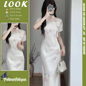 Đầm bodycon sườn xám dài phong cách truyền thống, phù hợp mặc hàng ngày hoặc lễ hội